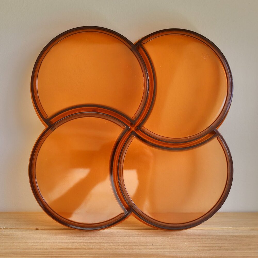 Mid Century Modern Dansk 4-Compartment Amber Melamine Tray